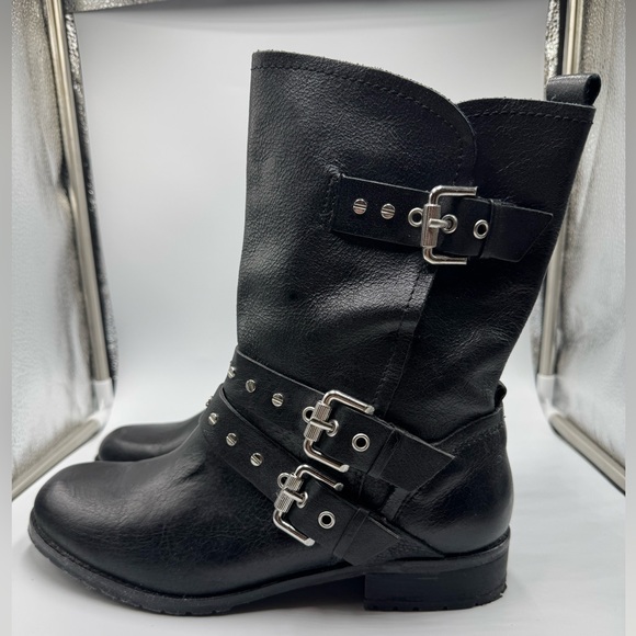 Dolce Vita Leather Moto Boots Black 8.5 - Picture 3 of 6